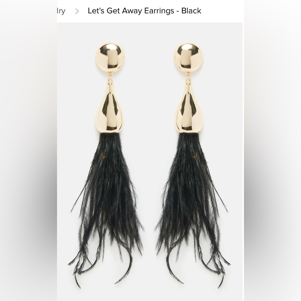 Let’s Get Away Earrings - Black Feathers